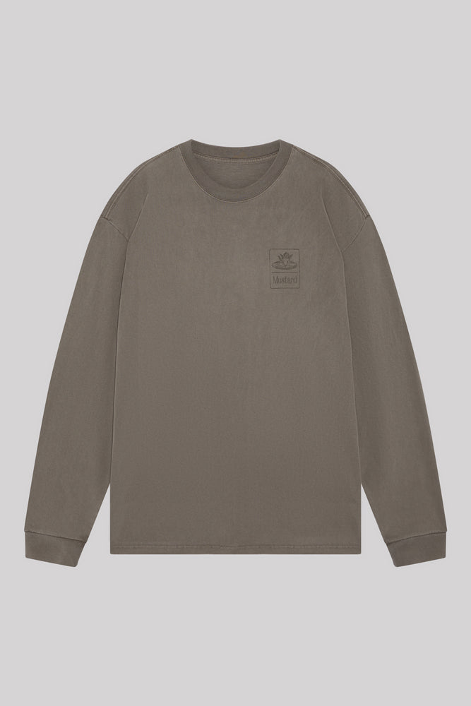 Cherub Box Fit Long Sleeve Tee- washed earth