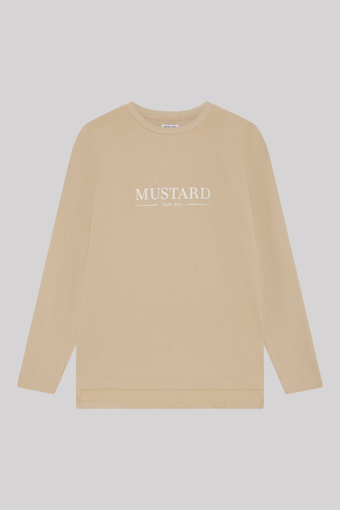 Mens OG Long Sleeve French Terry T shirt - Sand