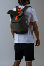 Mens Roll Top Backpack in Army Green