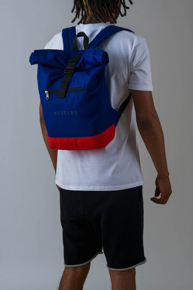 Mens Roll Top Backpack in Royal Blue